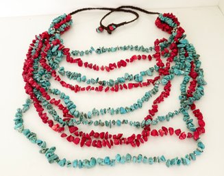 A Turquoise And Coral Necklace