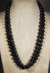 Pair Of Hematite Beaded Necklaces Having Barrel Clasps 16' Long