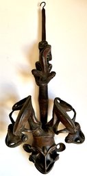 Vintage African Brass Wall Hanging With Lizards