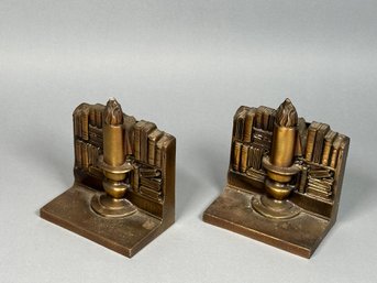 Vintage 1930s Ronson 'Volumes And Candlelight' Book Ends