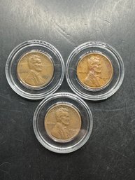 3 Wheat Pennies 1949, 1949-D 1949-S