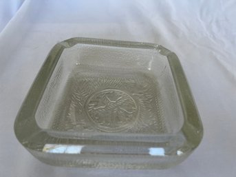 Thick Textured Glass Ashtray With Leaf Design