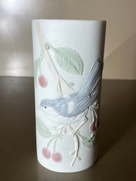 Bisque Bird On Branch Vase
