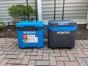 Two Igloo 60-Quart Latitude Rolling Coolers