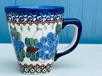 Handmade Polish Pottery Mug UNIKAT Signed.