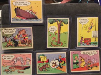 (7) 1957 Topps Goofy Series Postcards - M
