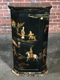 Lovely Vintage Chinoiserie Style Stand / Cabinet - All Hand Painted - Very Functional - Great Wear / Patina