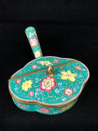 Blue Asian Handled Trinket Box