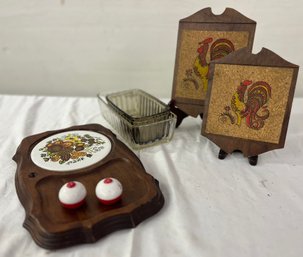 Woodenware, Glass Ovenware, And Salt & Pepper Shakers