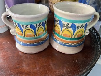 Mexican Pottery- Pair Of Mugs
