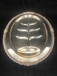 Vintage Silver Plate Gorham Footed Oval Shape Tree Meat Serving Platter Tray