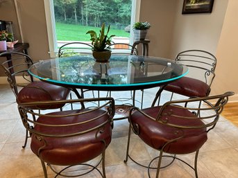 Custom Made Glass Top Table And 6 Chairs