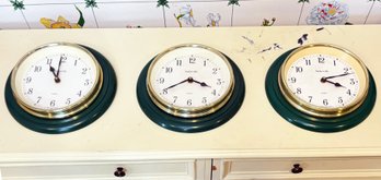 A Trio Of Matching Wall Clocks - Know What Time Zones Your Kids Are In!