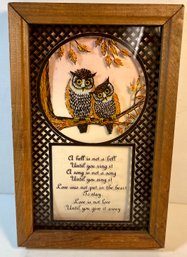 Framed Pair Of Owls And Quote