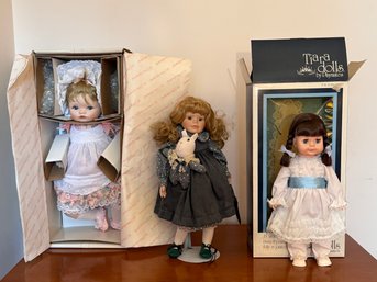 3 Vintage Porcelain Display Dolls- Jessica Designed By Lonnie Walser Derek, Posable (Heritage Dolls) & Tiara