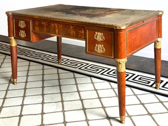 An Early 20th Century Parcel-Gilt Mounted Burl Wood Writing Desk