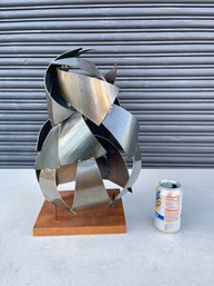 Vintage Abstract Welded Metal Sculpture - 18 Inches Tall