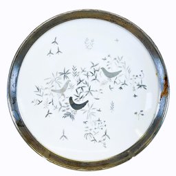 Signed Rosenthal Selb Germany 12' Porcelain Plate With Metal Band-Birds On Trees