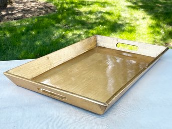 A Vintage Gold Painted Wood Cocktail Tray