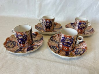Grouping Of 4 Vintage IMARI STYLE Japanese Porcelain Demitasse Tea Cups And Saucers