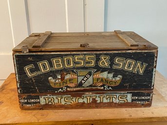 C.D. Boss And Sons Biscuit Crate With Original Paper Labels