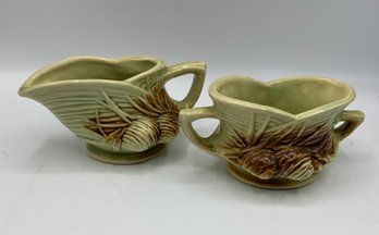 Vintage  McCoy Pottery Pinecone Sugar & Creamer (J)