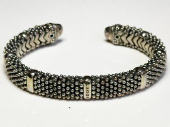A Vintage Sterling Silver Caviar Bracelet