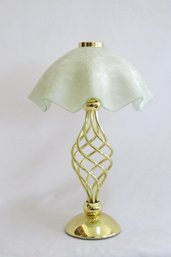 Party Lite Gold Paragon Tealight Candle Lamp With Frosted Shade