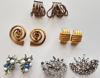 5 Pairs Vintage Clip-on Earrings By Alva, AK & More