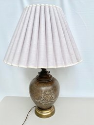 Vintage Mid-Century Mottled Glaze Metal Jar Mounted As Lamp
