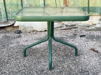 A Vintage Tubular Aluminum And Tempered Glass Cocktail Table