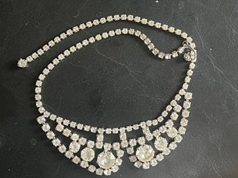 Vintage Pave Rhinestone Festoon Style Necklace