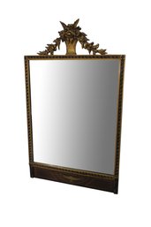 Louie The XV Style Antique Giltwood Mirror With Fruit Basket Crest
