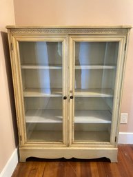 Vintage Painted Books Or Display Cabinet  With Glass Doors.