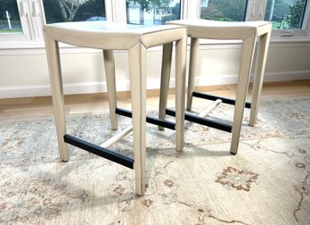 Pair Of Faux Leather Counter Stools