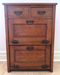 Antique Oak Barrister Cabinet From Golden Oak Period (1890s), With Iron Hardware, Purchased For $695