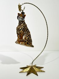 A Tiger Ornament On Ornament Holder (Likely Radko)