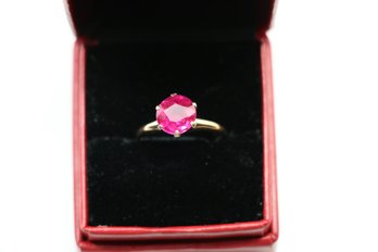Vintage 10k Yellow Gold Ruby Ring Size 6.6