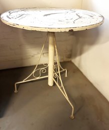 Vintage Scrolled Wrought Iron? Table With Wooden Topper