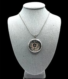 Vintage Sterling Silver Engraved Locket Necklace