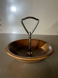 Vintage Solid American Walnut Bowl With Handle