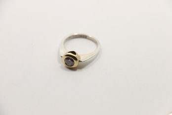 Sterling Silver 14k Cz Ring Size 4.50