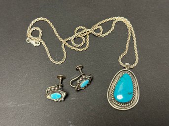 Vintage Turquoise Necklace & Earrings