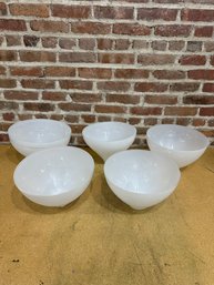 Lot Of 5 White Opal Glass Cut-offs For Lamp Shades - Approx 11in Diameter