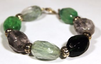 Fine Large Variously Colored Tourmaline Gemstone Bracelet Sterling Silver