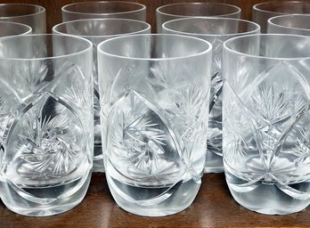 A Set Of 12 Vintage Cut Crystal Rocks Glasses