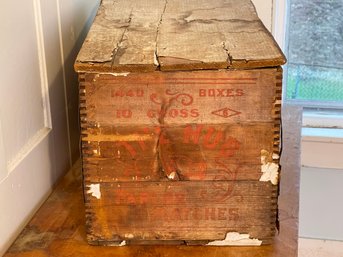 Antique Parlor Matches Wood Crate