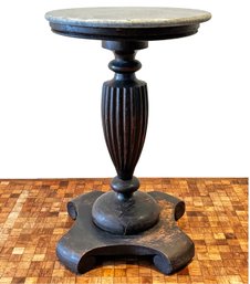 A 19th Century Carved Oak Pedestal  Base Side Table With Marble Top