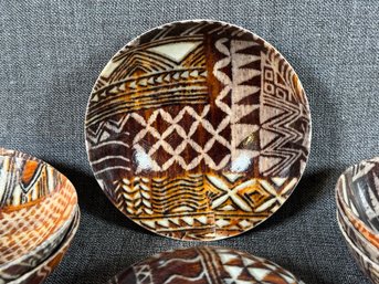 A Set Of Fiberglass Salad Bowls With A Batik/Tiki Style, Circa 1960s/70s