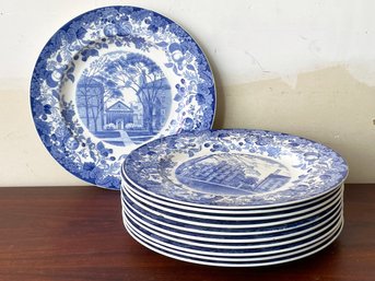 Wedgewood Dinner Plates Depicting Harvard University Scenes